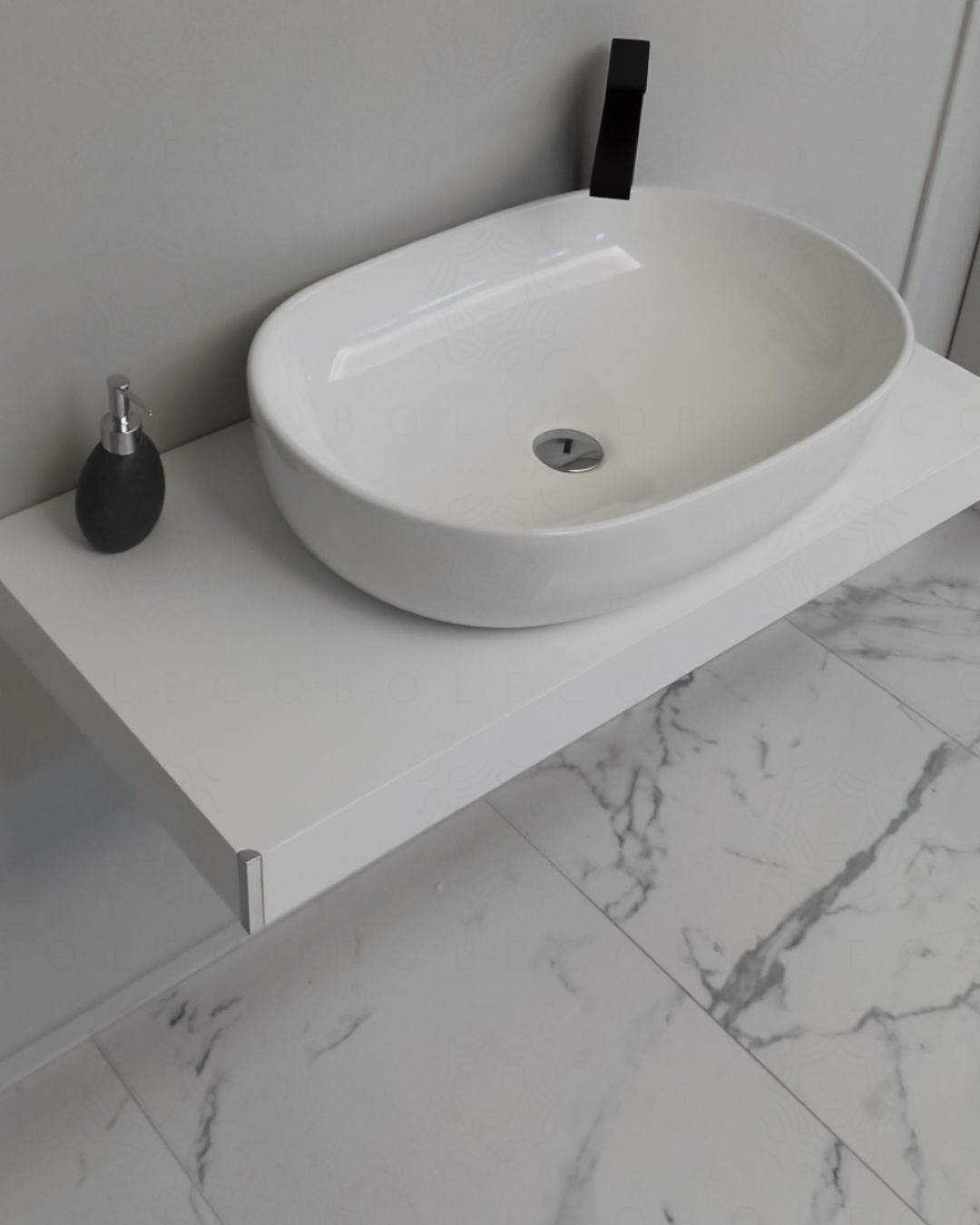 Mensolone bagno cm.90 completo di staffe regolabili e lavabo in Mensolone bagno cm.90 completo di staffe regolabili e lavabo in
