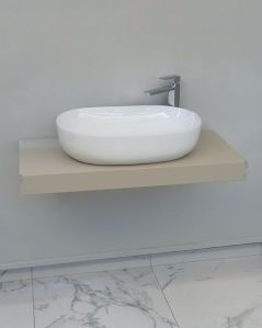 Mensolone bagno 90 cm crema completo di staffe regolabili e