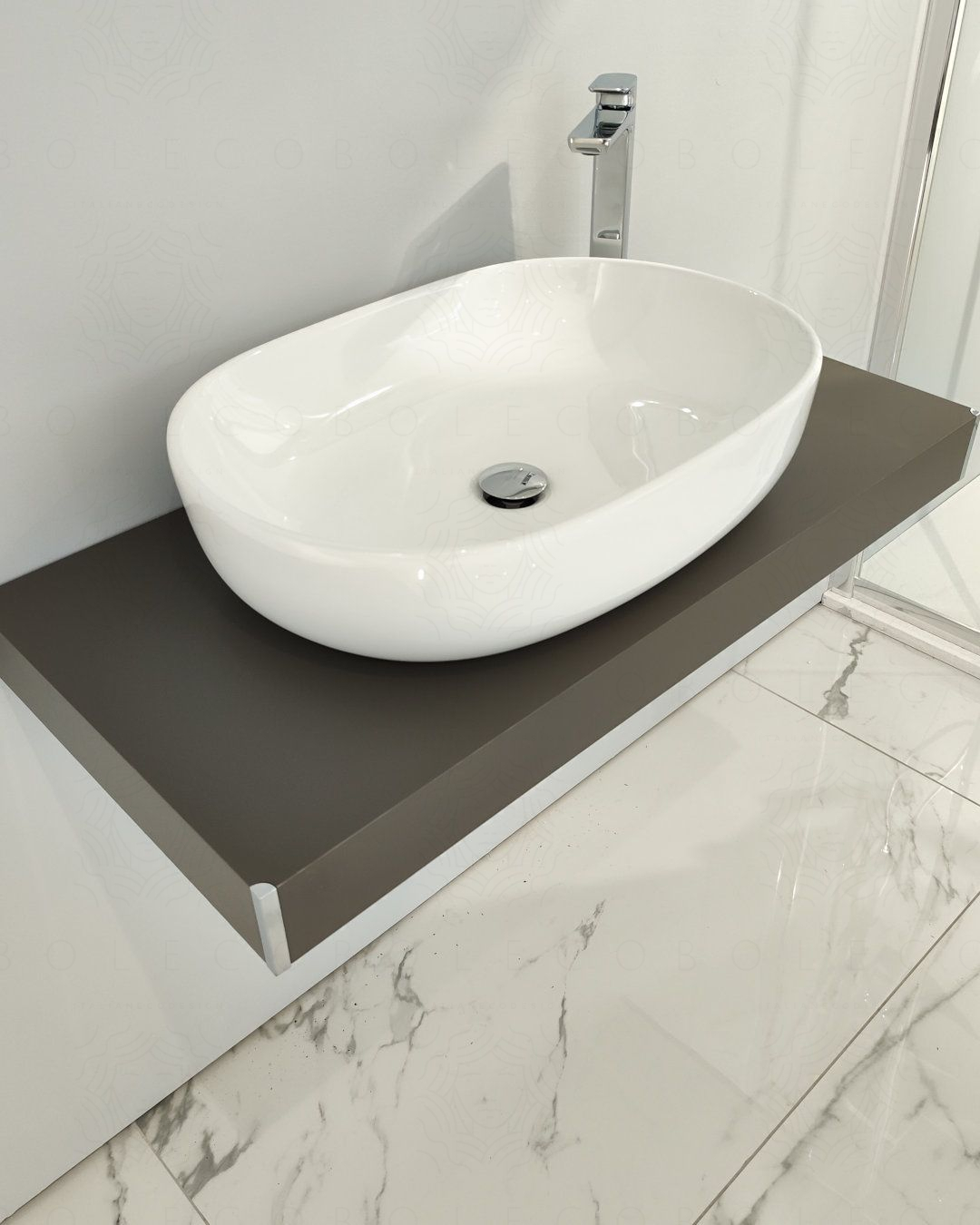 Mensolone bagno 90 cmgrigio vulcanocompleto di staffe regolabili e lavabo in ceramica Mensolone bagno 90 cmgrigio vulcanocompleto di staffe regolabili e lavabo in ceramica
