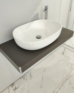 Mensolone bagno 90 cmgrigio vulcanocompleto di staffe regolabili e lavabo in ceramica