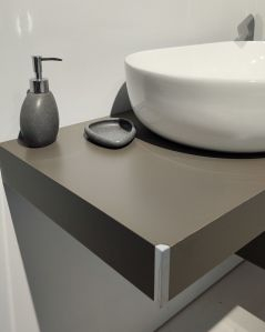 Mensolone bagno 90 cmgrigio vulcanocompleto di staffe regolabili e lavabo in ceramica
