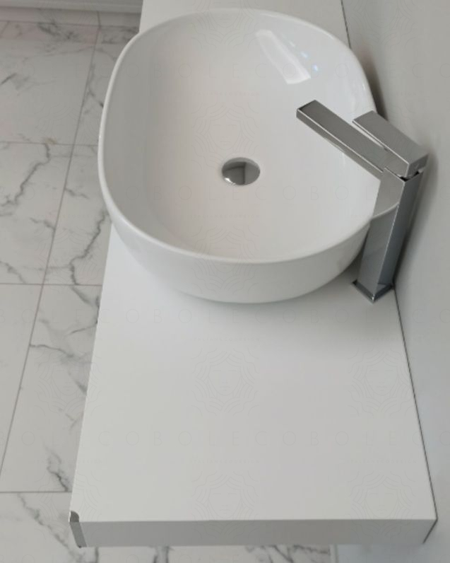 Mensolone bagno 120 cm bianco opaco completo di staffe regolabili e lavabo in ceramica Mensolone bagno 120 cm bianco opaco completo di staffe regolabili e lavabo in ceramica