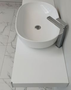 Mensolone bagno 120 cm bianco opaco completo di staffe regolabili e lavabo in ceramica