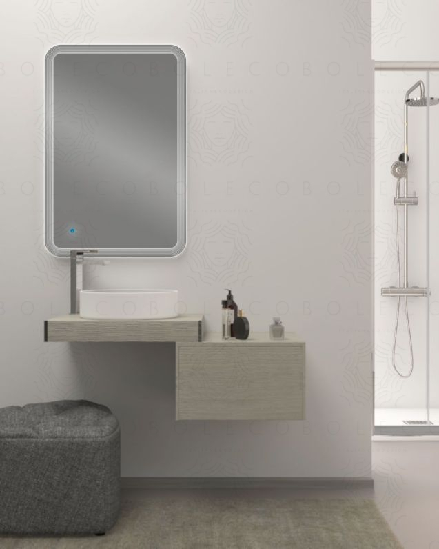 Mensolone bagno 60 cm rovere grigio con staffe regolabili