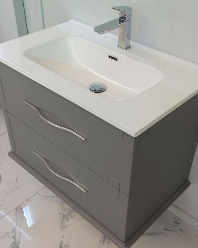 Mobile bagno sospeso Alba 74 cm con lavabo in ceramica - grigio