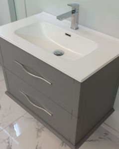 Mobile bagno sospeso Alba 74 cm con lavabo in ceramica - grigio