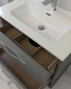 Mobile bagno sospeso Alba 74 cm con lavabo in ceramica - grigio