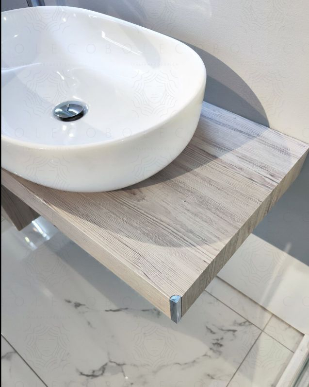 Mensolone bagno 90 cm rovere grigio con staffe regolabili