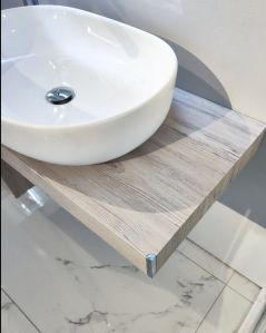 Mensolone bagno 90 cm rovere grigio con staffe regolabili