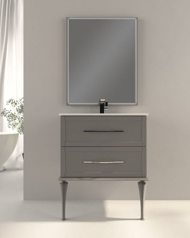 Mobile bagno sospeso Alba 74 cm con lavabo in ceramica - grigio