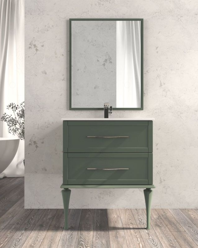 Mobile bagno sospeso Alba 74 cm con lavabo in ceramica - verde