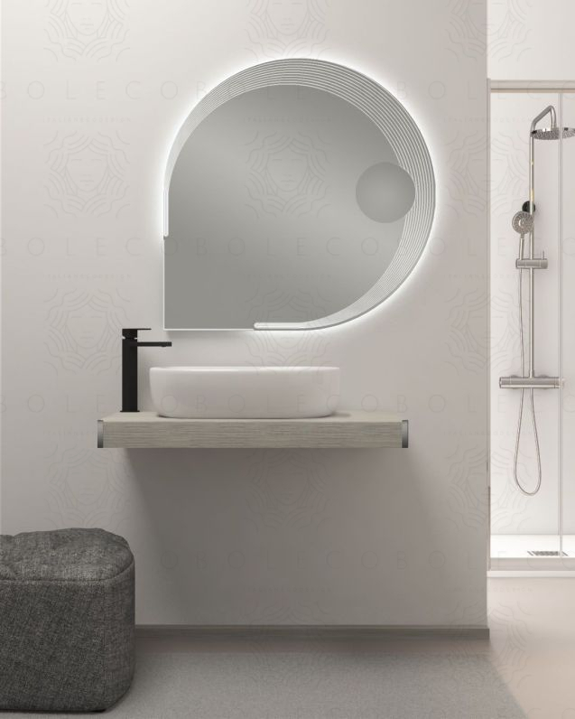 Mensolone bagno 90 cm rovere grigio completo di staffe regolabili e lavabo in ceramica