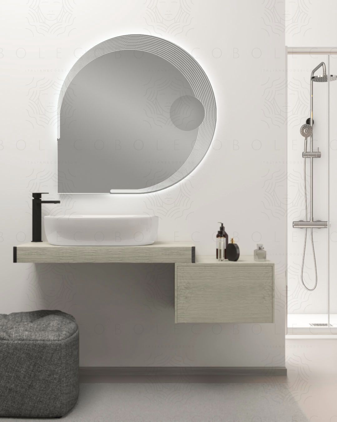 Mensolone bagno da 100 a 140 cm rovere grigio con staffe Mensolone bagno da 100 a 140 cm rovere grigio con staffe