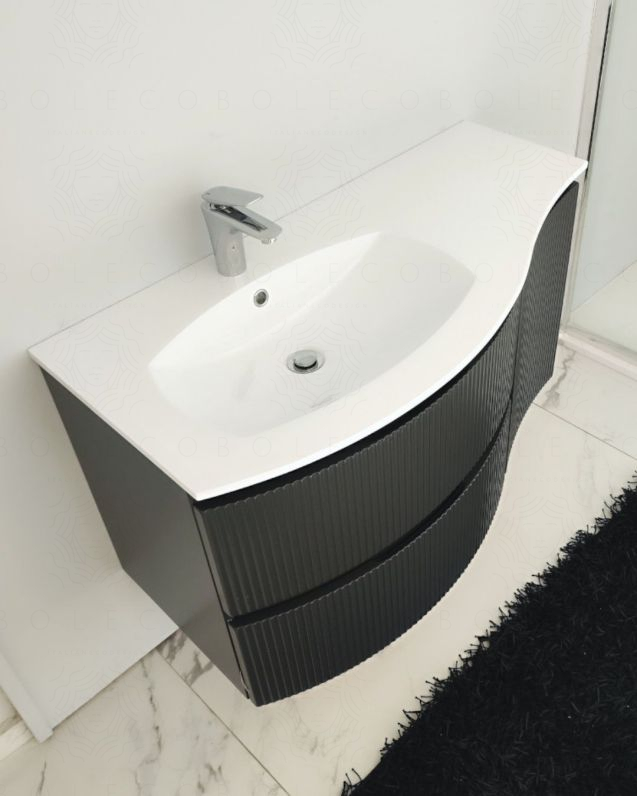 Mobile bagno sospeso 105 cm Greta lavagna con lavabo in resina Mobile bagno sospeso 105 cm Greta lavagna con lavabo in resina