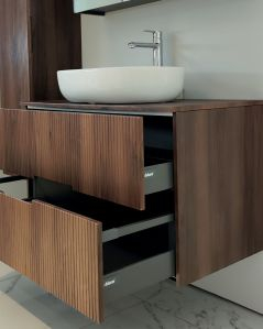 Mobile bagno sospeso 100 cm noce cannettato e top - Crystal