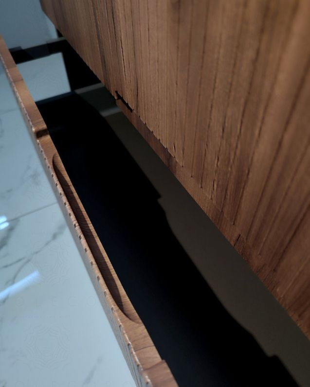 Mobile bagno sospeso 100 cm noce cannettato e top - Crystal Mobile bagno sospeso 100 cm noce cannettato e top - Crystal