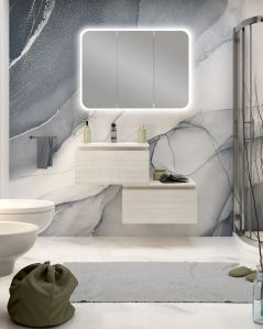 Mobile bagno sospeso Giava con cassettiera, 90 cm e specchio