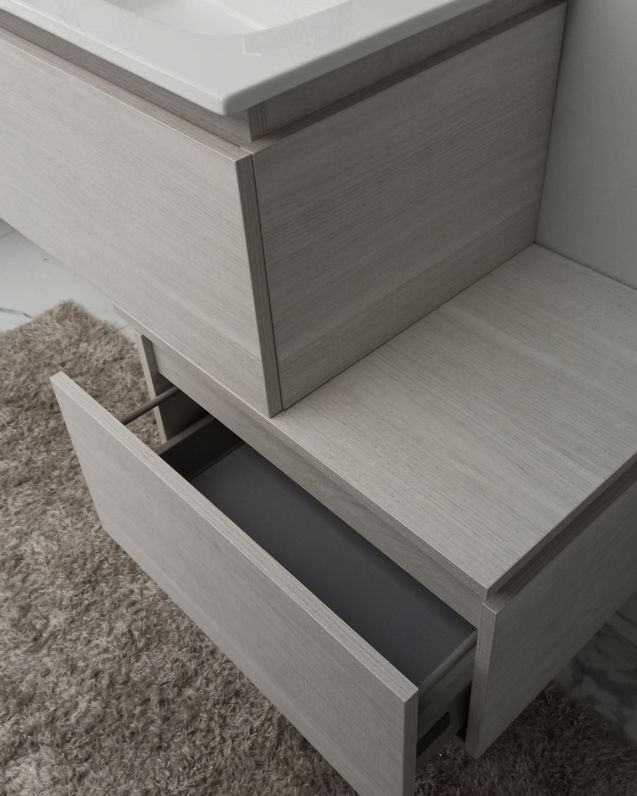 Mobile bagno sospeso Giava con cassettiera, 90 cm e specchio