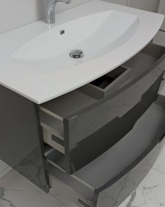 Mobile bagno sospeso Lady, curvo, cm 100 antracite con specchio