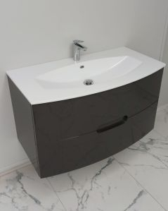 Mobile bagno sospeso Lady, curvo, cm 100 antracite con specchio