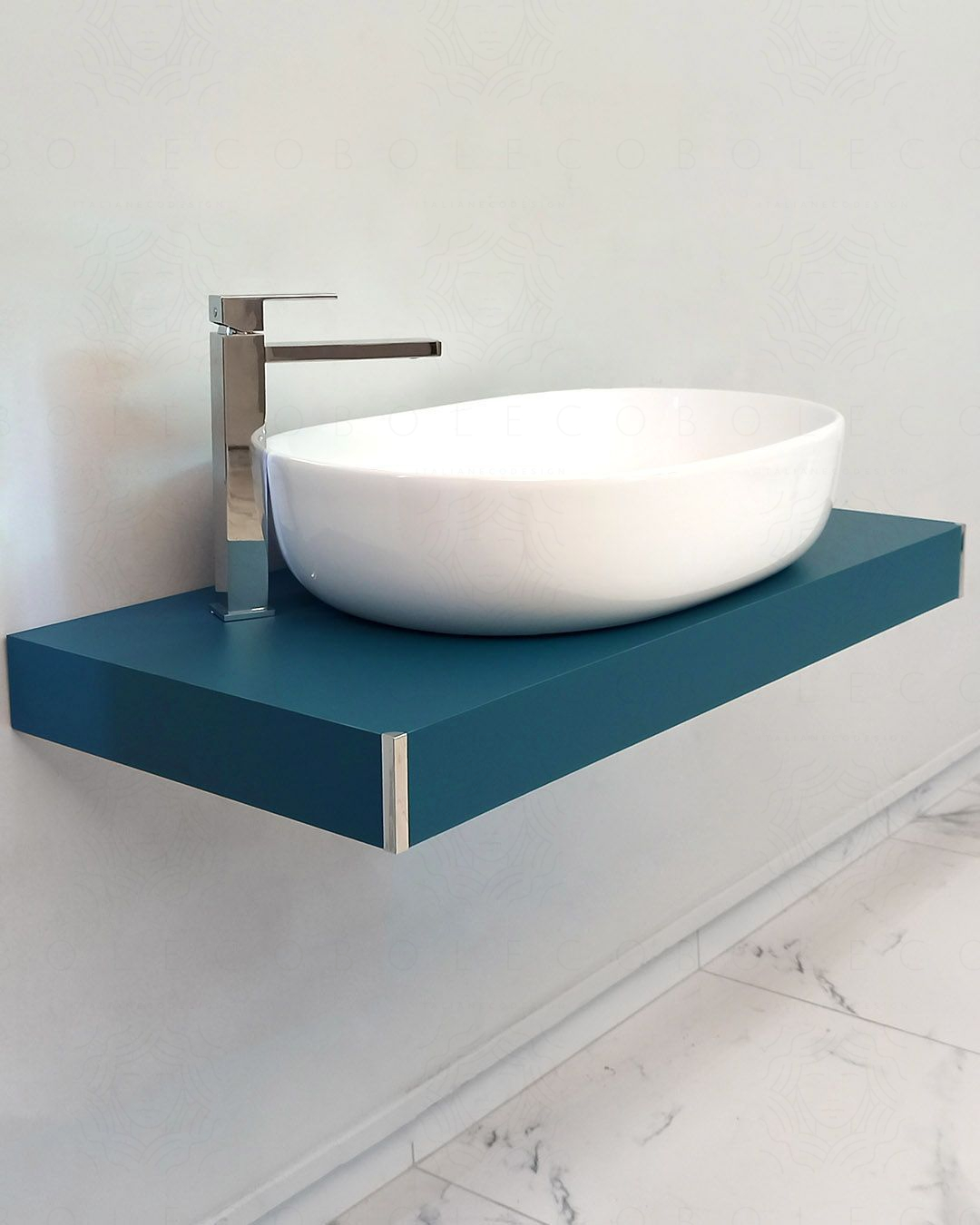 Mensolone bagno 90 cm blu avio completo di staffe regolabili e Mensolone bagno 90 cm blu avio completo di staffe regolabili e