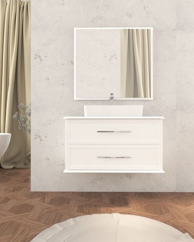 Mobile bagno sospeso 100 cm con cassetti e top - Alba