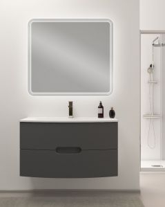 Mobile bagno sospeso Lady, curvo, con lavabo in ceramica, cm.100