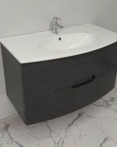 Mobile bagno sospeso Lady, curvo, con lavabo in ceramica, cm.100