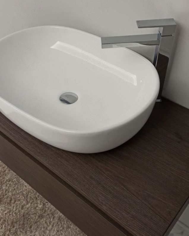 COMP. GIAVA 100CM C/TOP + LAV. APPOGGIO CERAMICA