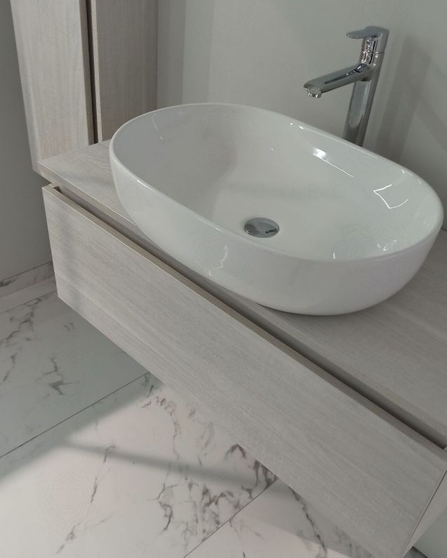 COMP. GIAVA 100CM C/TOP + LAV. APPOGGIO CERAMICA