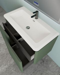 Mobile bagno sospeso 94 cm con cassetti e lavabo in resina -