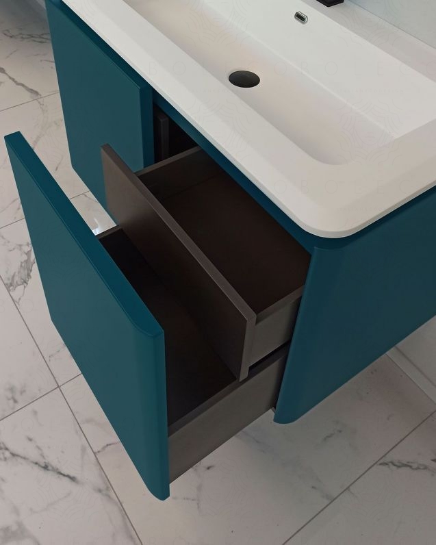 Mobile bagno sospeso 94 cm con cassetti e lavabo in resina - Mobile bagno sospeso 94 cm con cassetti e lavabo in resina -