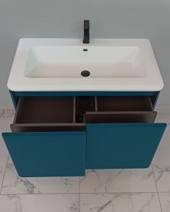 Mobile bagno sospeso 94 cm con cassetti e lavabo in resina -
