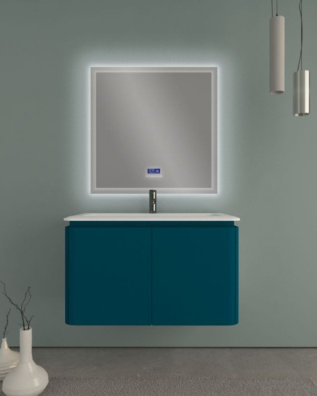 Mobile bagno sospeso 94 cm con cassetti e lavabo in resina - Mobile bagno sospeso 94 cm con cassetti e lavabo in resina -