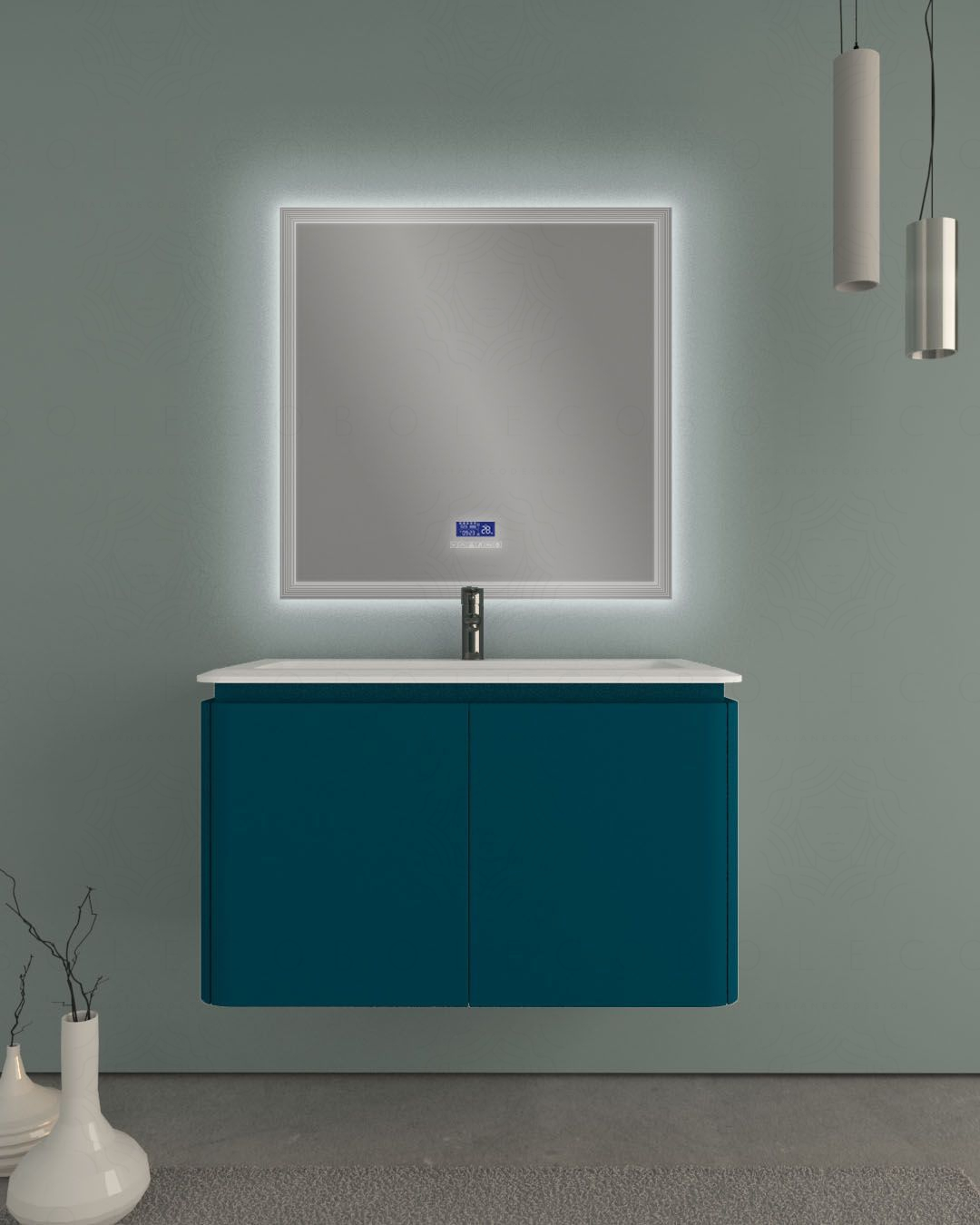 Mobile bagno sospeso 94 cm con cassetti e lavabo in resina - Mobile bagno sospeso 94 cm con cassetti e lavabo in resina -