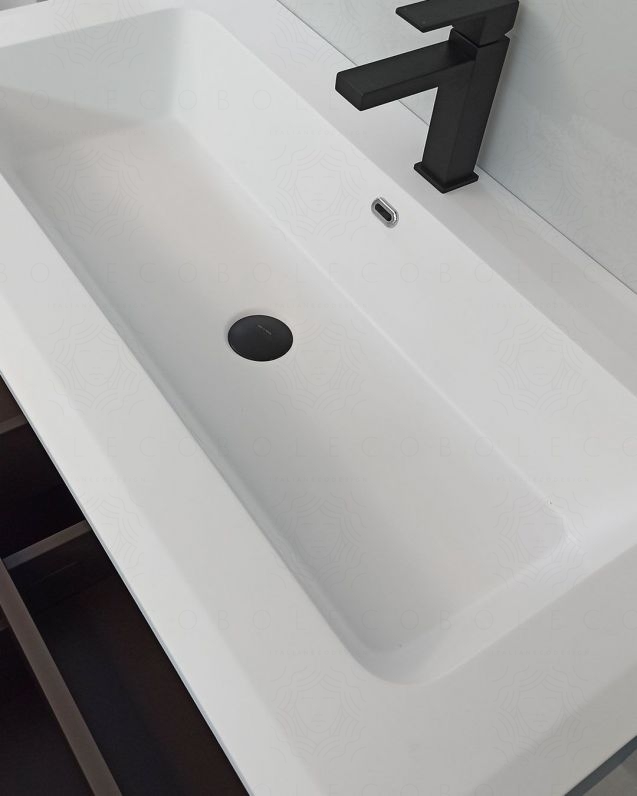 Mobile bagno sospeso 94 cm con cassetti e lavabo in resina - Mobile bagno sospeso 94 cm con cassetti e lavabo in resina -