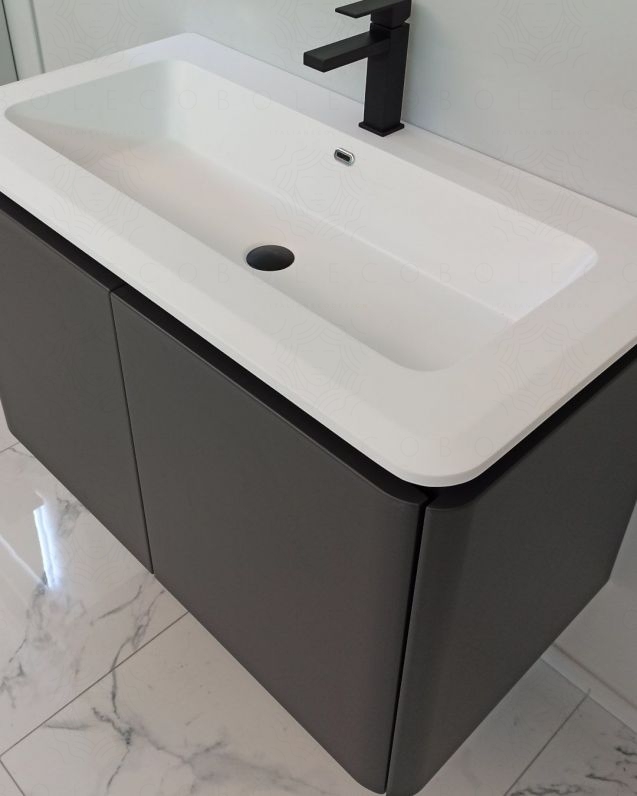 Mobile bagno sospeso 94 cm con cassetti e lavabo in resina - Mobile bagno sospeso 94 cm con cassetti e lavabo in resina -