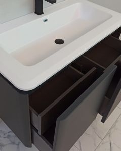 Mobile bagno sospeso 94 cm con cassetti e lavabo in resina -