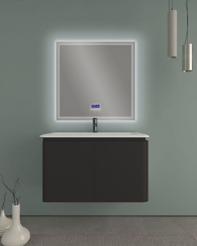 Mobile bagno sospeso 94 cm con cassetti e lavabo in resina -