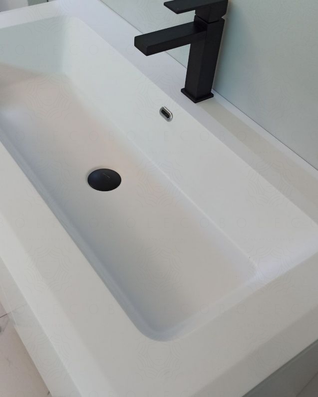 Mobile bagno sospeso 94 cm con cassetti e lavabo in resina - Mobile bagno sospeso 94 cm con cassetti e lavabo in resina -