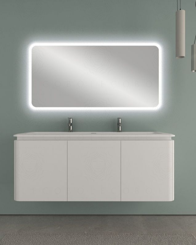 Mobile bagno sospeso 140 cm con cassetti e lavabo in resina -