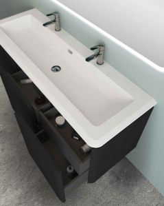 Mobile bagno sospeso 140 cm con cassetti e lavabo in resina -