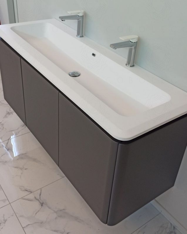 Mobile bagno sospeso 140 cm con cassetti e lavabo in resina -