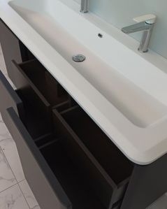 Mobile bagno sospeso 140 cm con cassetti e lavabo in resina -