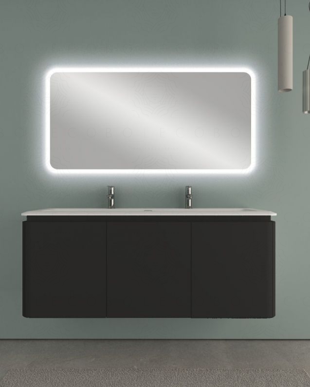 Mobile bagno sospeso 140 cm con cassetti e lavabo in resina -