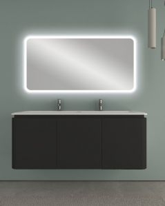 Mobile bagno sospeso 140 cm con cassetti e lavabo in resina -