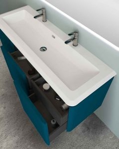 Mobile bagno sospeso 140 cm con cassetti e lavabo in resina -