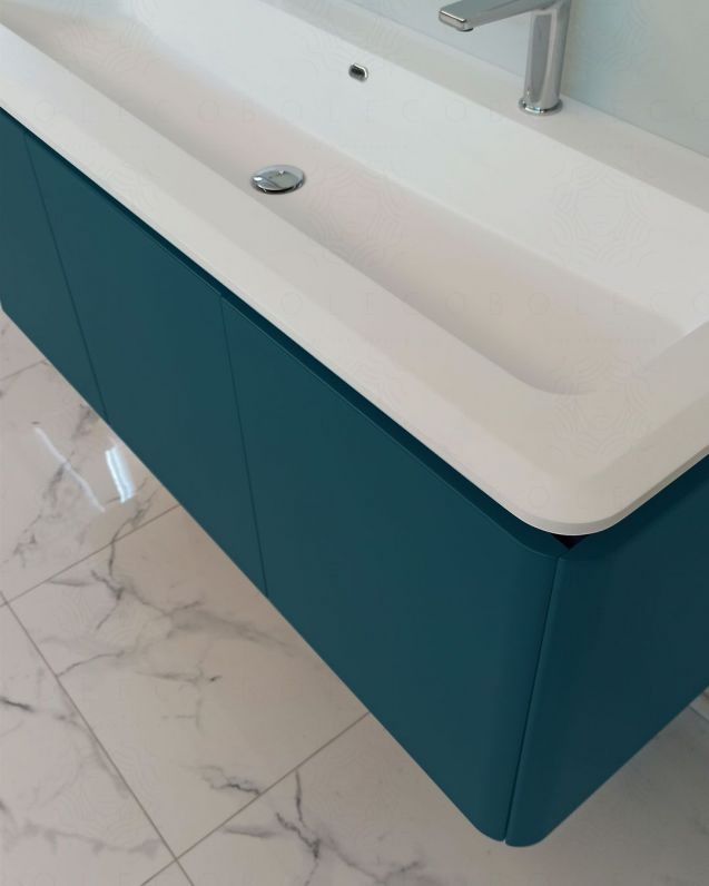 Mobile bagno sospeso 140 cm con cassetti e lavabo in resina -