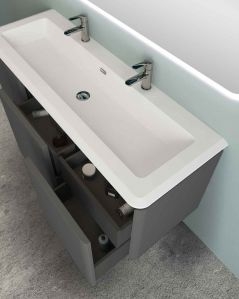 Mobile bagno sospeso 140 cm con cassetti e lavabo in resina -