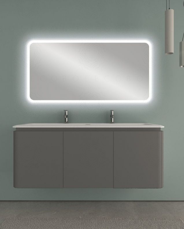 Mobile bagno sospeso 140 cm con cassetti e lavabo in resina -
